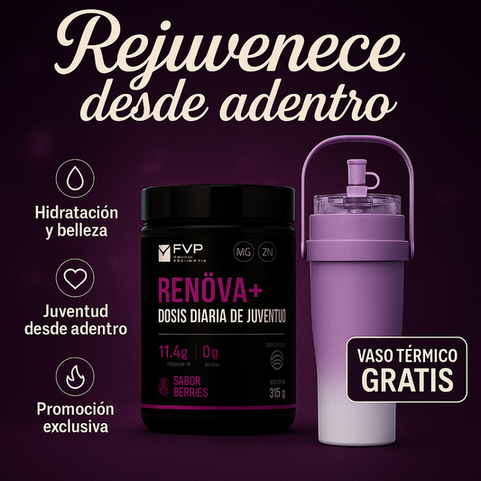 Colágeno Renöva+ Sabor Berries con Vaso Térmico Premium