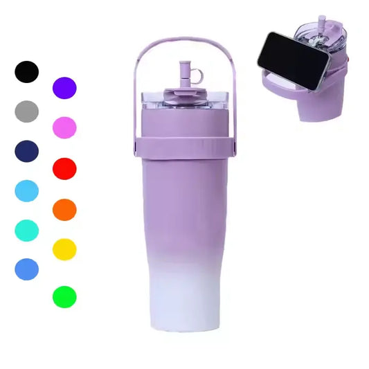 Vaso Térmico Tomatodo Antiderrame Degradado Colores con Soporte para Celular